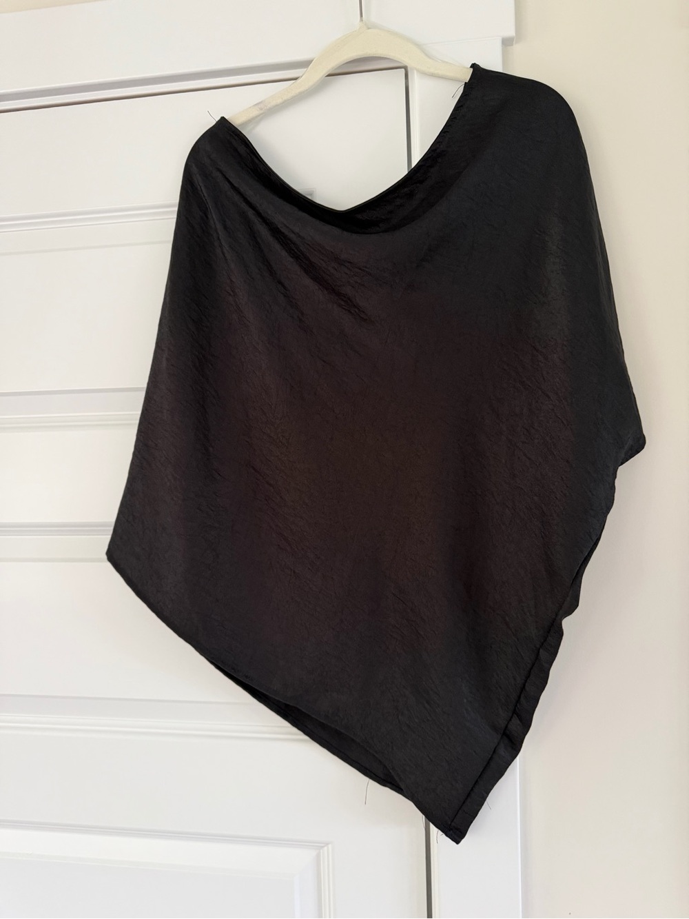 Women's Black Asymmetric Draped Tunic Top